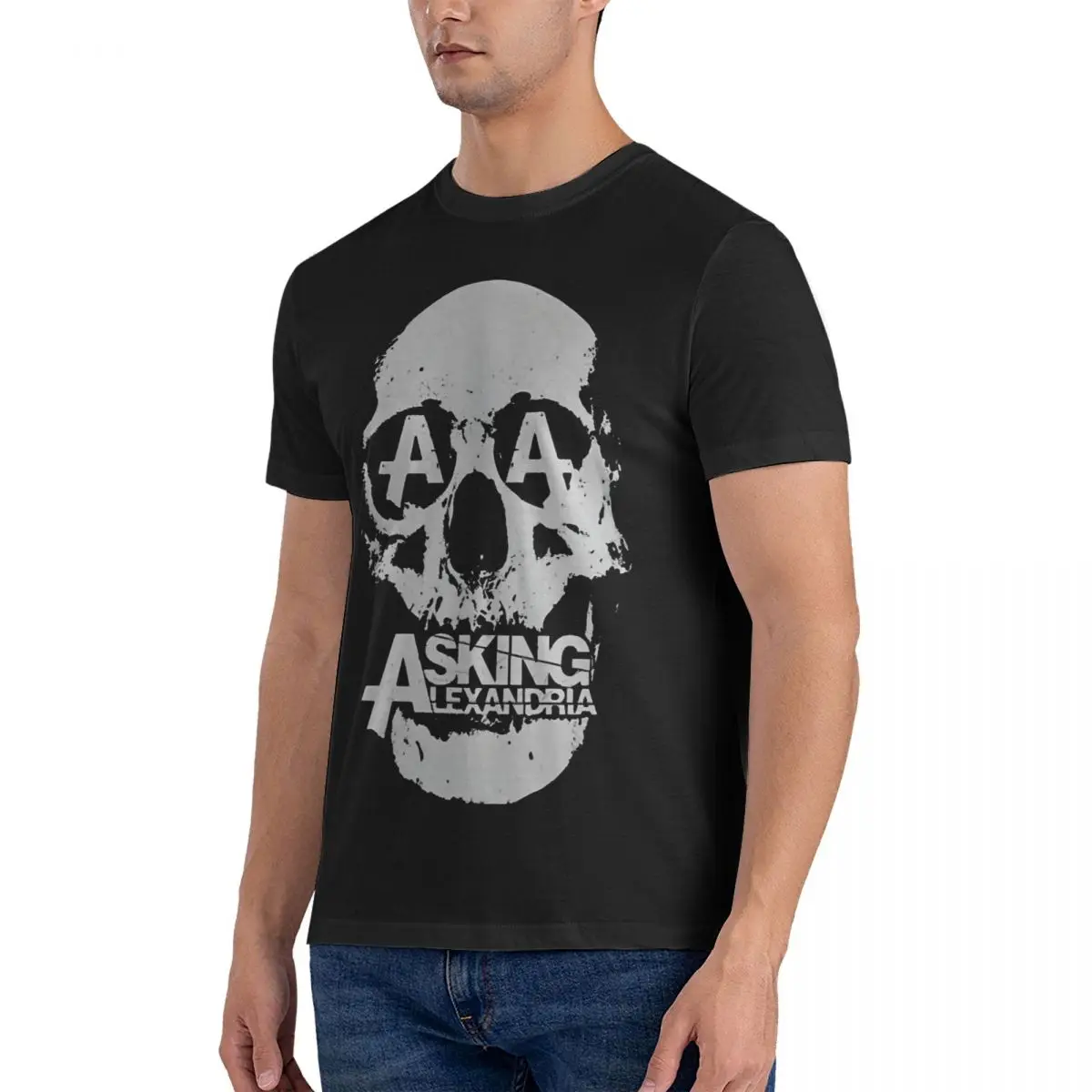 Skulls T-Shirt Men Asking Alexandria Funny Pure Cotton Tees O Neck Short Sleeve T Shirt Gift Idea Tops