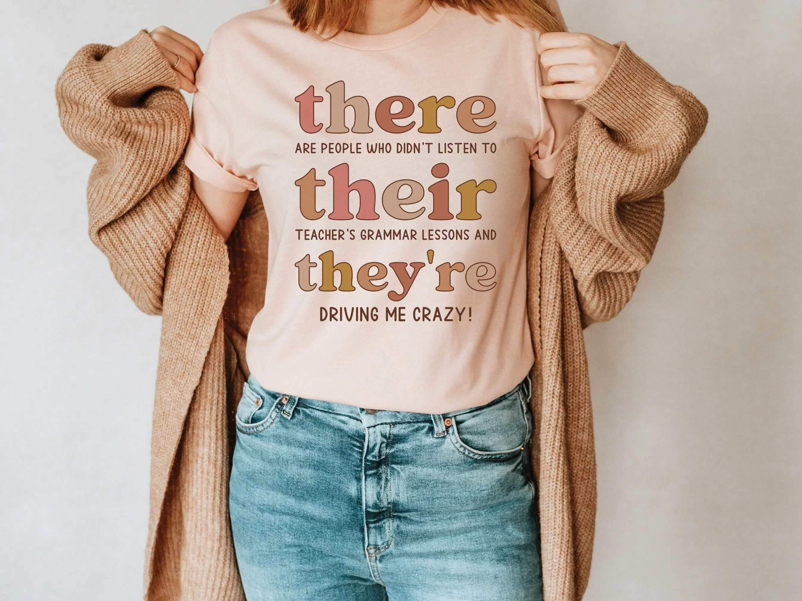 There Their They re T Shirt English Teacher Funny Grammar School Librarian Reading ESL