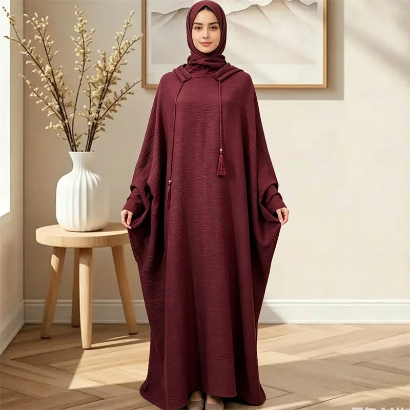 Women Hooded Abaya Muslim Dress Ramadan Prayer Clothing Islam Jalabiya Arab Robe Eid Djellaba Turkey Kaftan Gown Femme Vestidos