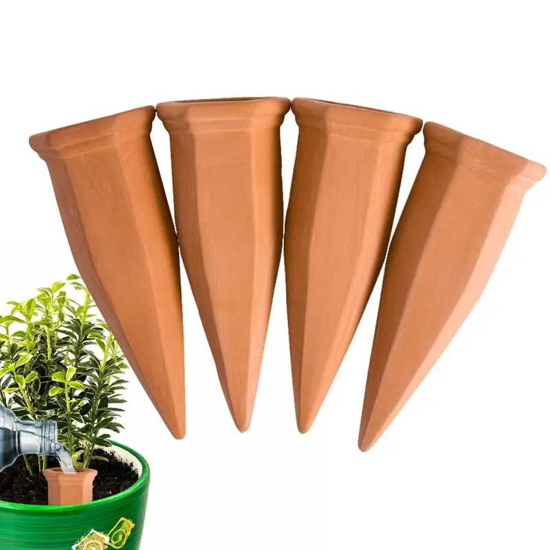 Plant Self Watering Spikes 4pcs Plants Self Watering Spikes In Terracotta Wine Bottle Indoor Outdoor Garden Waterer For Daisy