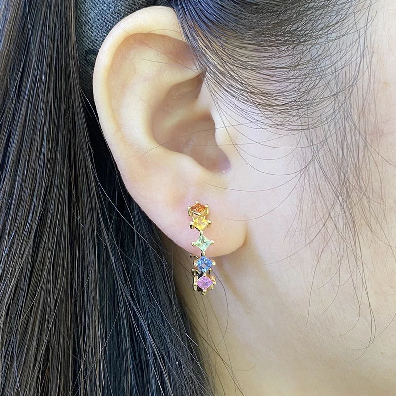 Aazuo ファインジュエリー 高品質 18K ソリッドイエローゴールド 天然サファイア フェアリーラウンドフープイヤリング 女性への誕生日プレゼント Au750