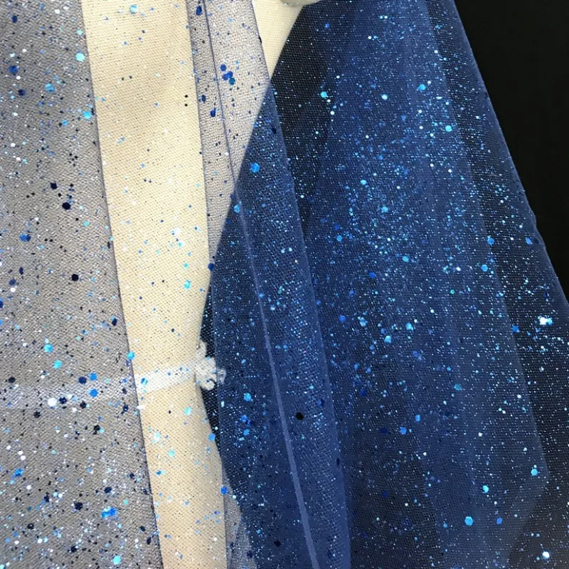 Mistlace Gillter Tulle Fabric Hot Stamping Powder Hexagon Hard Net Tulle 150CM Wide for Wedding Dress Puffy Skirt Sewing ML248