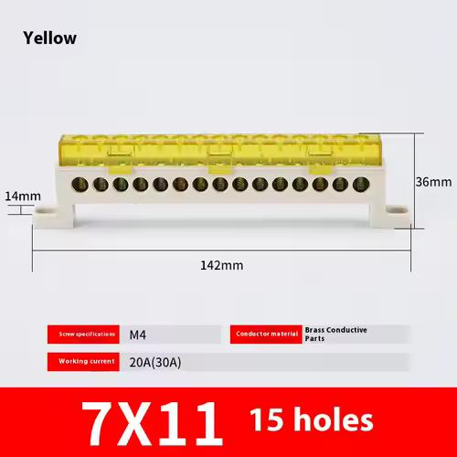 Zero wire terminal 3/4/5/6/7/10-Hole Distribution Box Terminal Block dustproof Ground Copper Bar Bridge type Busbar With cover - Image 17