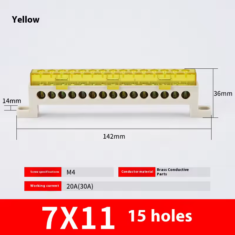 Zero wire terminal 3/4/5/6/7/10-Hole Distribution Box Terminal Block dustproof Ground Copper Bar Bridge type Busbar With cover - Image 17