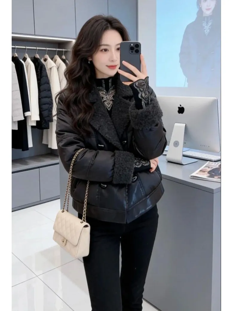 

Теплая женская свободная верхняя одежда больших размеров с наполнителем из переработанного пуха, модная, в стиле арт-дизайн, с прямым подолом, однотонная