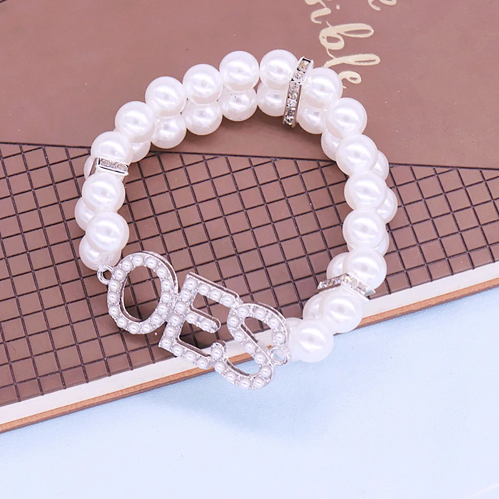 Adjust Elastic Layers Pearl Chain Mason Member Order Eastern Star Letters OES Bracelets Jewelry