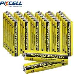 32PCS PKCELL NiCD AAA Battery 1.2V 400mAh Triple A Rechargeable Batteries for Outdoor Solar Lights Garden Lamp Pathway Lights