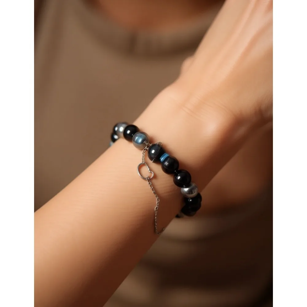 

Набор браслетов с тройной защитой, 8 мм, синий, красный, тигровый глаз, обсидиан, гематит, целебные кристаллы для женщин и мужчин