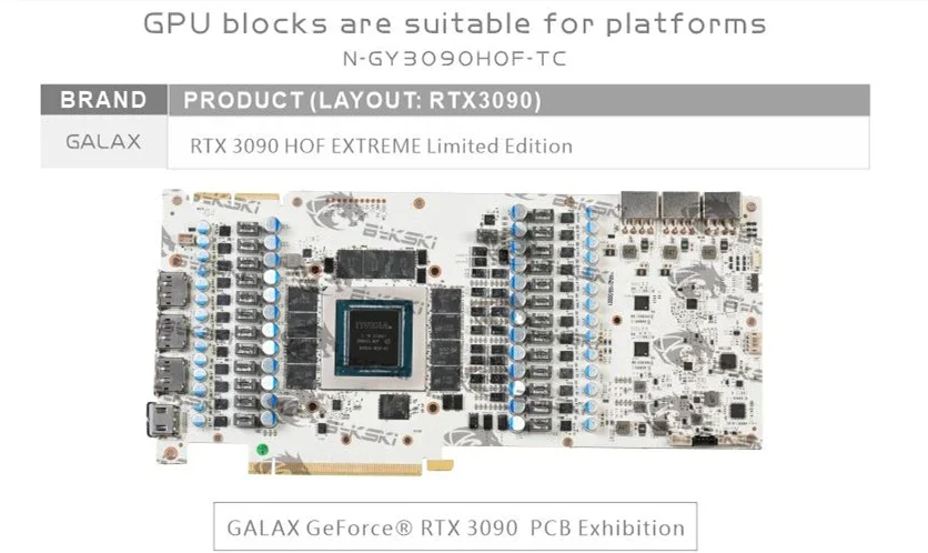 Bykski GPU активный спинка блок для GALAX RTX 3090 ПФ Ограниченная серия, PCB на обратной стороне карты памяти (VRAM) VGA кулер, N-GY3090HOF-TC