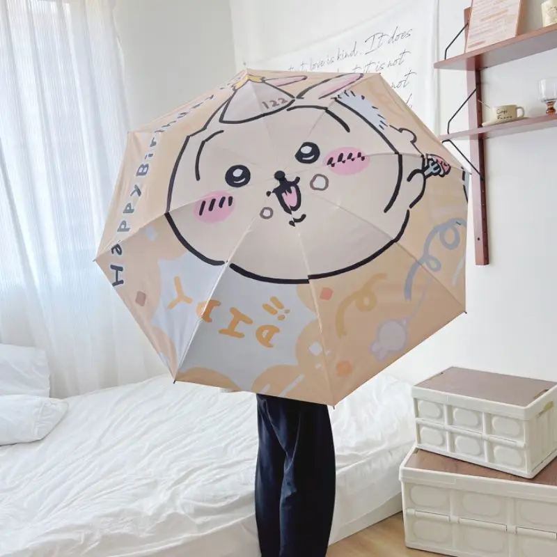 Cartoon Chiikawa Automatic Manual Parasol Cute Usagi Umbrella Anime Kawaii Folding Sun Protection Umbrella Girls Rainy Umbrella view 2