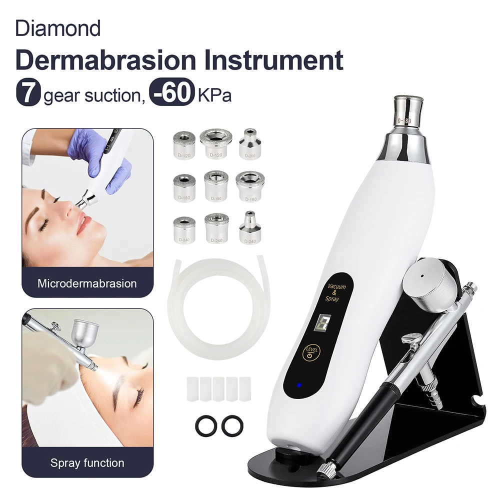 

2-IN-1 Handheld Diamond Microdermabrasion Machine Hydrating Sprayer Facial Deep Cleaning Exfoliation Vacuum Blackhead Remover