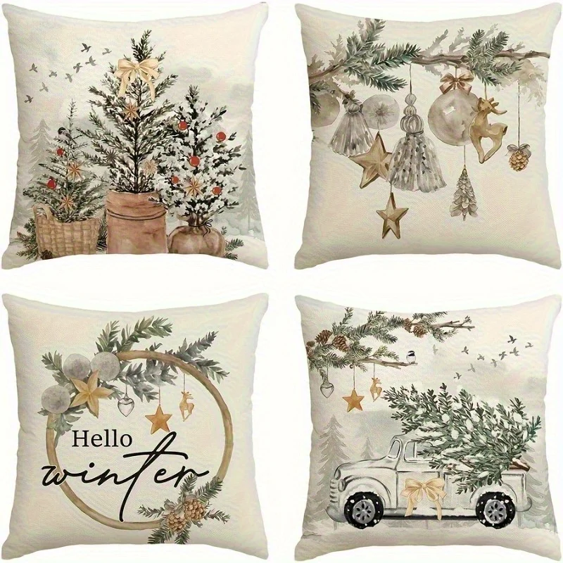 4pcs Country Style Pillow Covers – Includes 