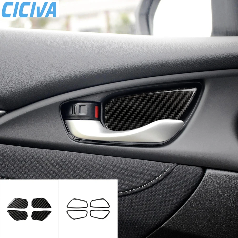 

For Honda Civic 10th Gen 2016-2019 Carbon Fiber Door Handle Panel Window Lift Kit Interior Accessories Cover Tuning Sticker Trim