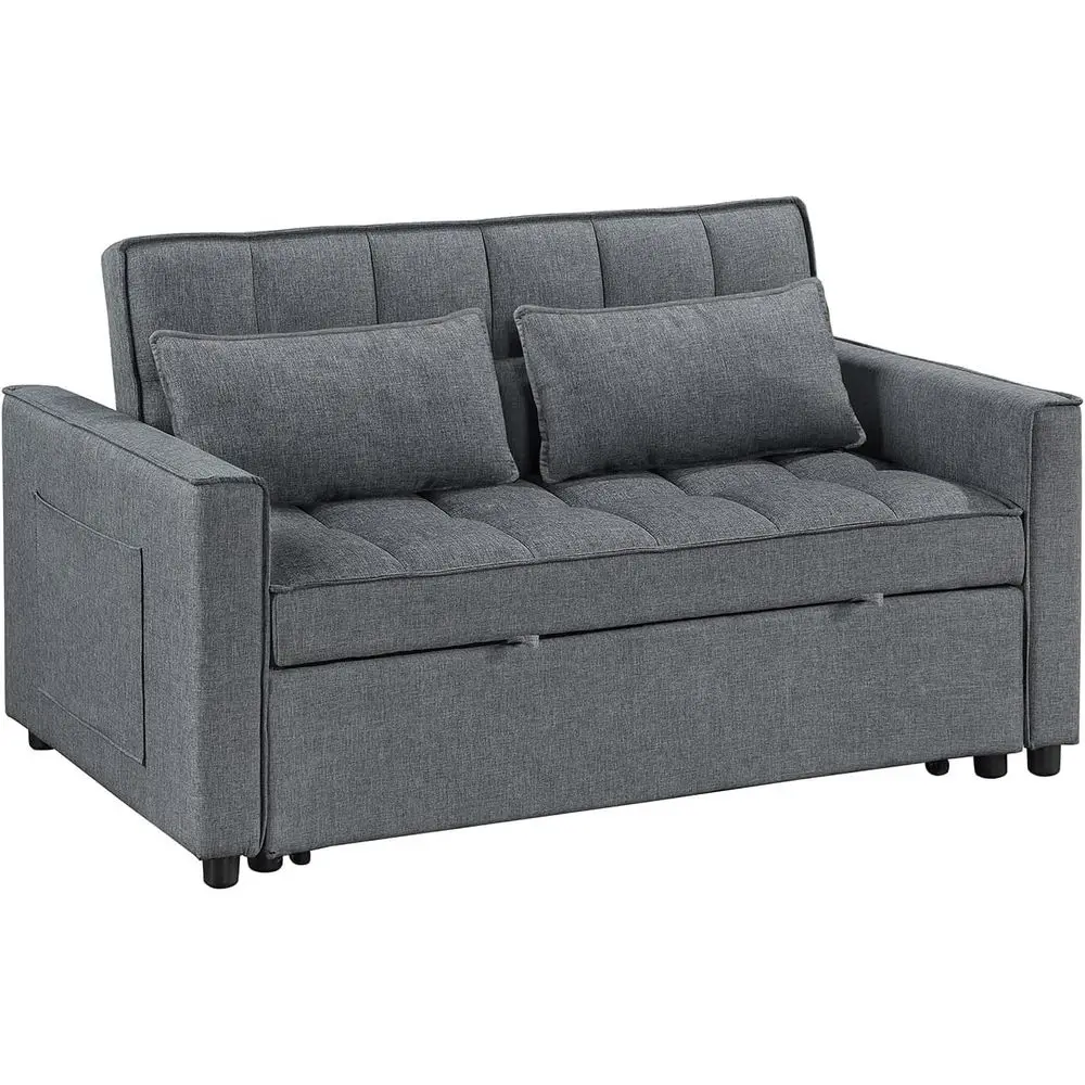 

Серый раскладной диван-кровать 2-в-1 с местом для хранения и выдвижной секцией для гостиной, спальни или офиса