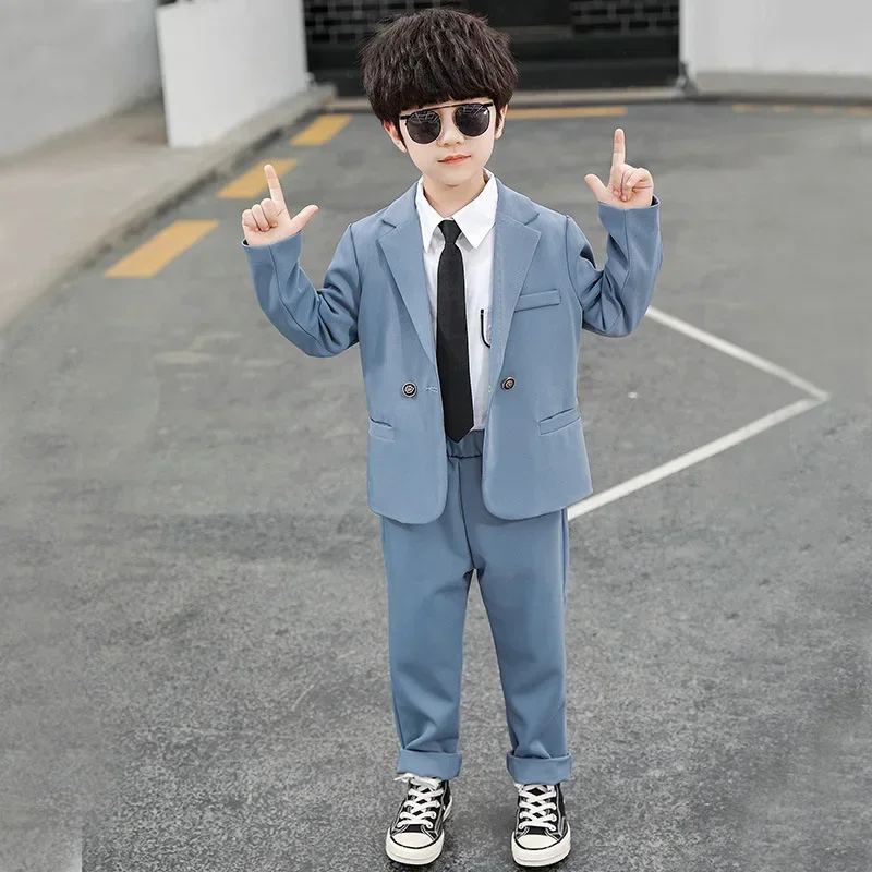 

Infants Boys Suits Weddings Spring Autumn Casual Blazers Jacket Pants 2pcs Teenage School Uniform Piano Costume Kids Clothes