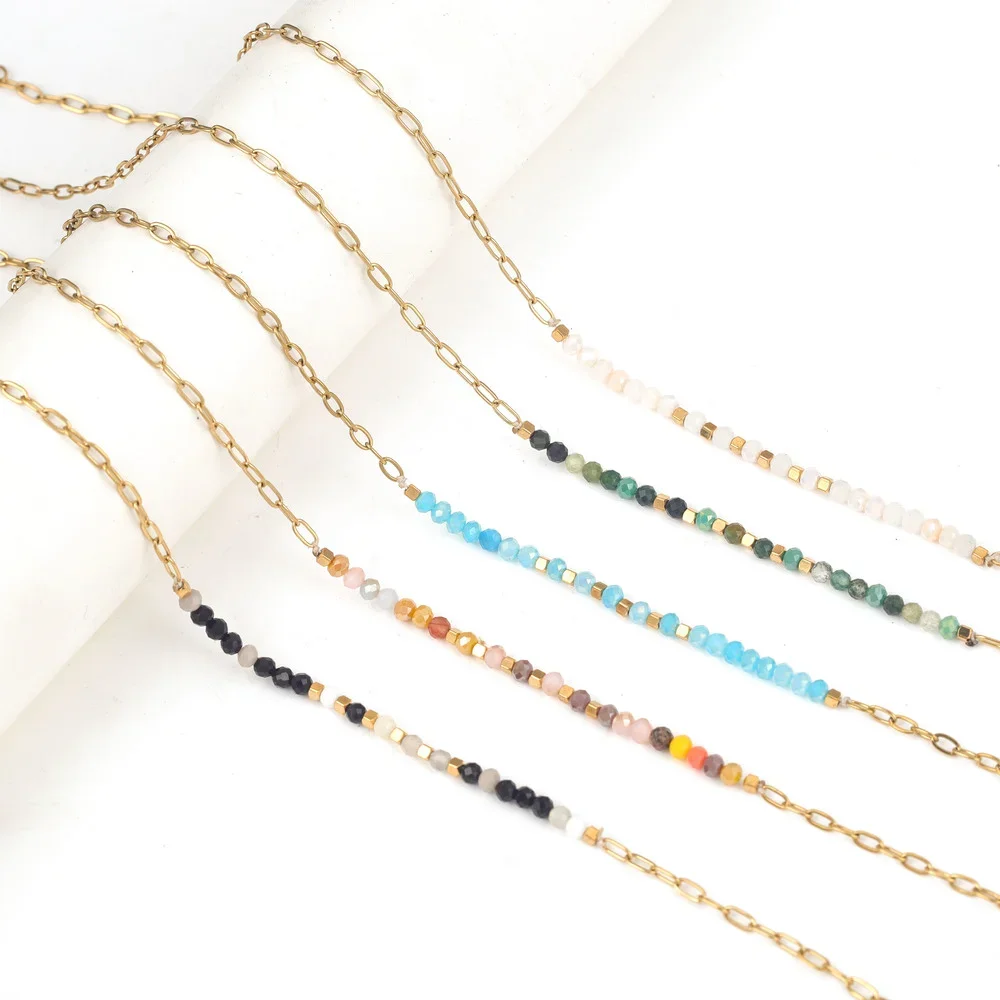 1PCS Gold Color Bead Necklace PVD Plated Stainless Steel 40+ 5mm Necklace DIY Jewelry Gift Wholesale