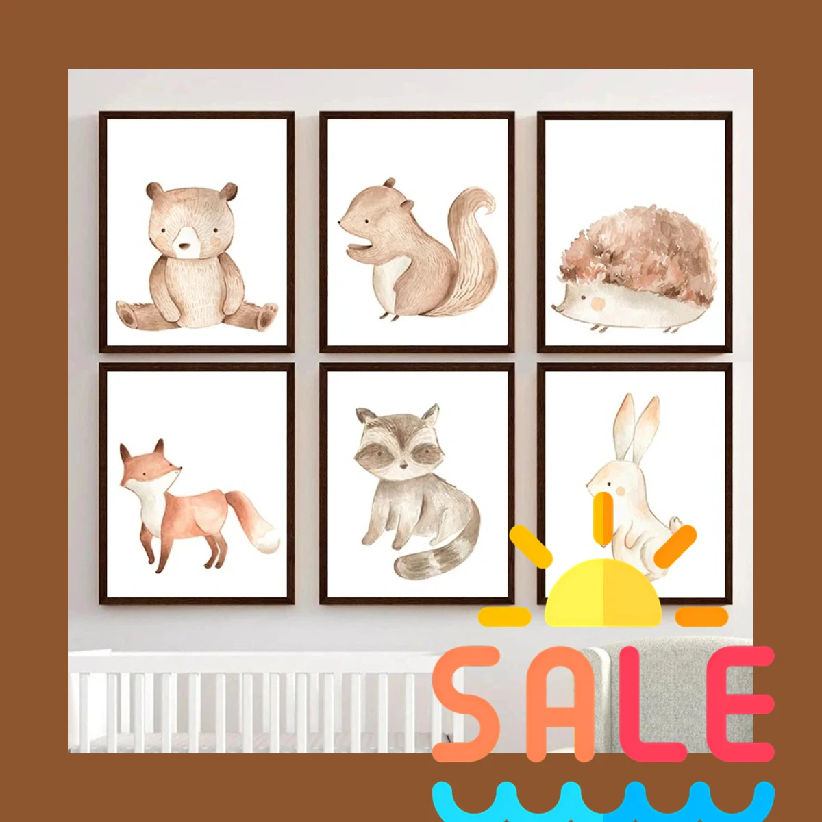 Whispers of the Woodland – Watercolor Rabbit Fox Hedgehog Frameless Canvas for Baby Nursery Room Wall Decor 2026