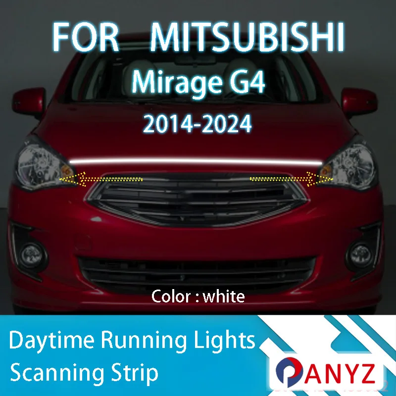 

Для Mitsubishi Mirage 2014-2024 Обновление светодиодных дневных ходовых огней, сканирование запуска капота автомобиля, направляющая DRL, декоративная лампа окружающего света, 12 В
