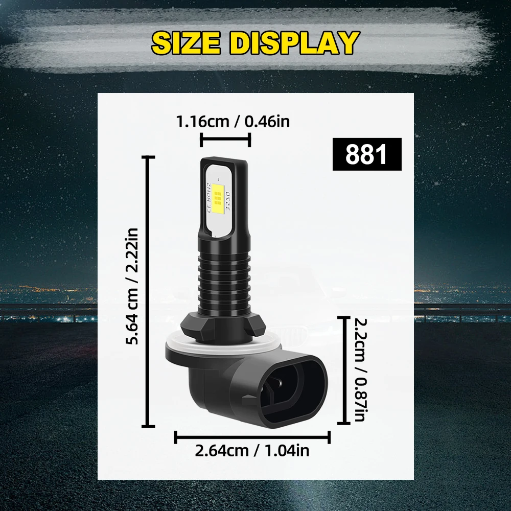 ไฟตัดหมอก 2 ชิ้น สำหรับรถยนต์ซันยอง เร็กซ์ตัน ปี 2003 2004 2005 รุ่น 3570 CSP สีขาวสว่าง 6000K 12V 90W หลอดไฟ 881 889 ความสว่าง 15000 ลูเมน แบบเสียบใช้งานได้ทันที