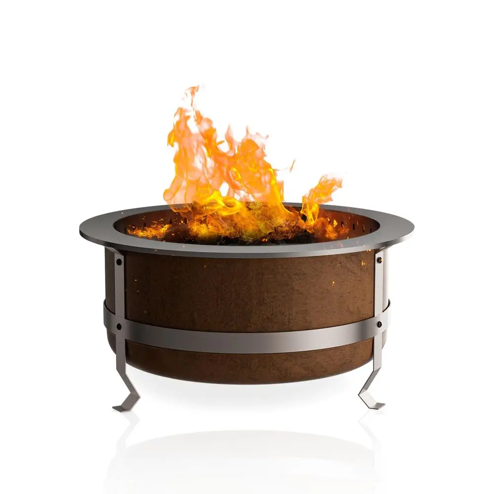 

Inch Smokeless Fire Pit, Outdoor Wood Burning BBQ Grill Firepit Bowl with replicates the Natural Signs of Aging