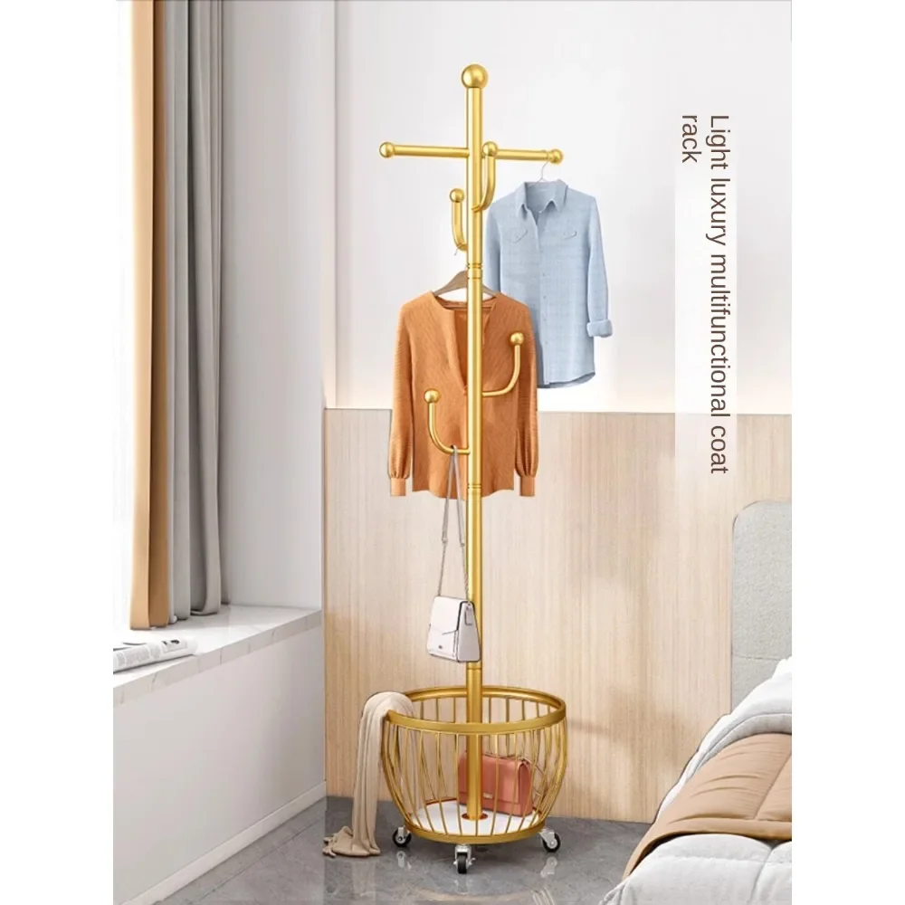 

Floor mounted clothes hanger, bedroom movable clothes rack, light luxury household living room, vertical clothes hanger pole, ba