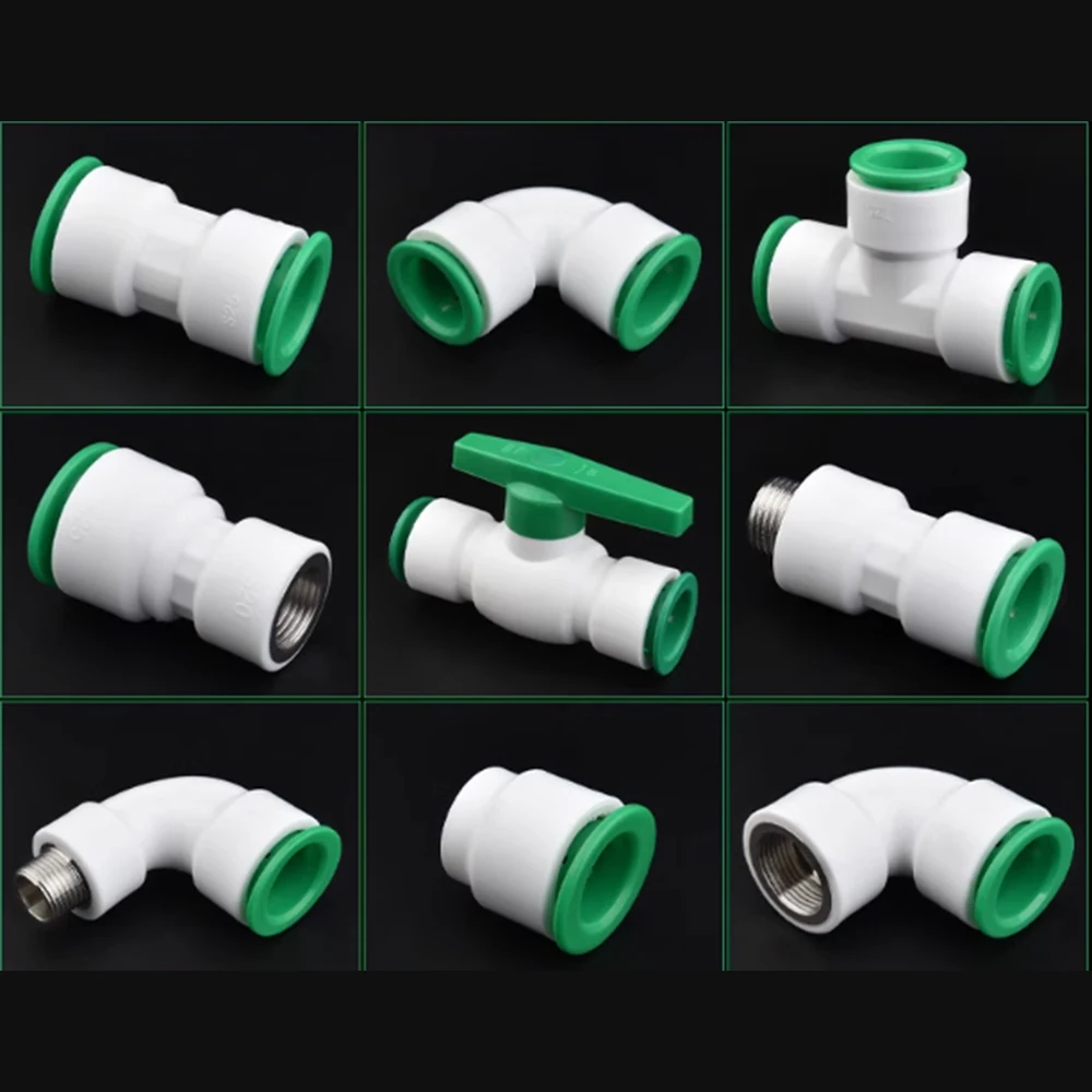 20/25mm Male Female Straight/Elbow/3-way Reducing Diameter Joint PPR Quick Connector Pipe Fitting Faucet Adapter Accessories