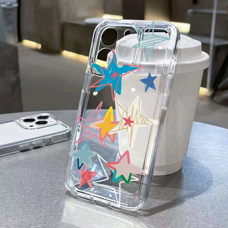 

Star Shell Pattern Transparent Phone Case For Samsung Galaxy S24 S23 Ultra S22 Plus S21 FE A15 A35 A55 A14 A34 A54 A33 A53 Cover