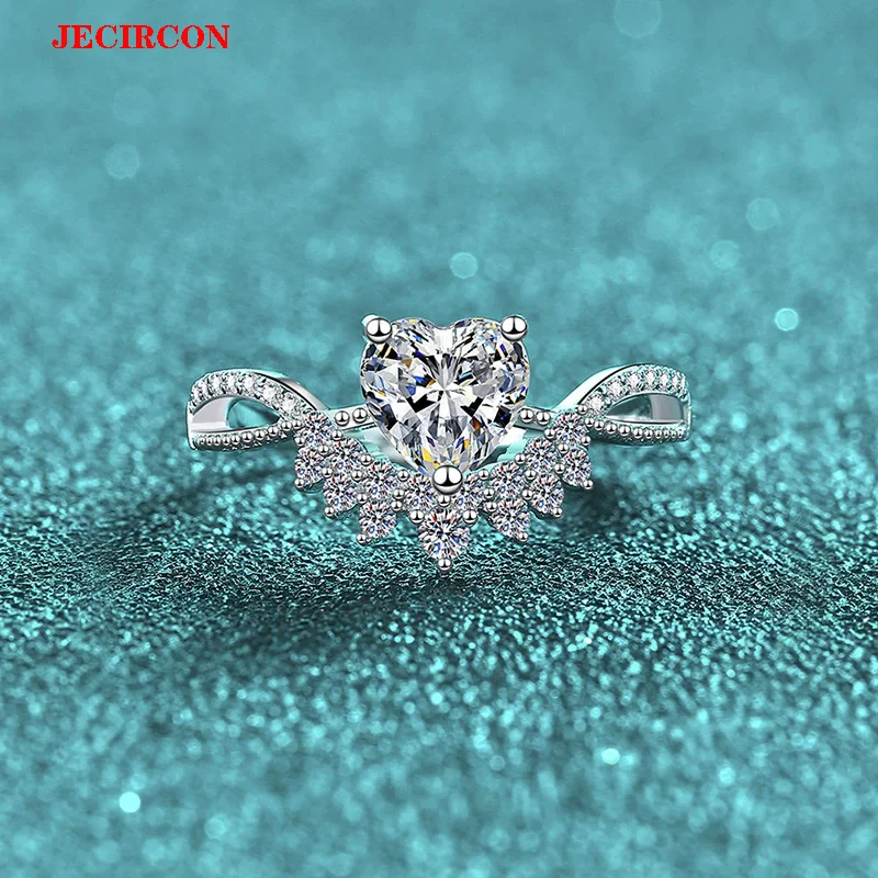 

JECIRCON 1CT кольцо с муассанитом в форме сердца для женщин, стерлинговое серебро S925, полый кружевной дизайн, милые роскошные ювелирные изделия, подарок на день Святого Валентина