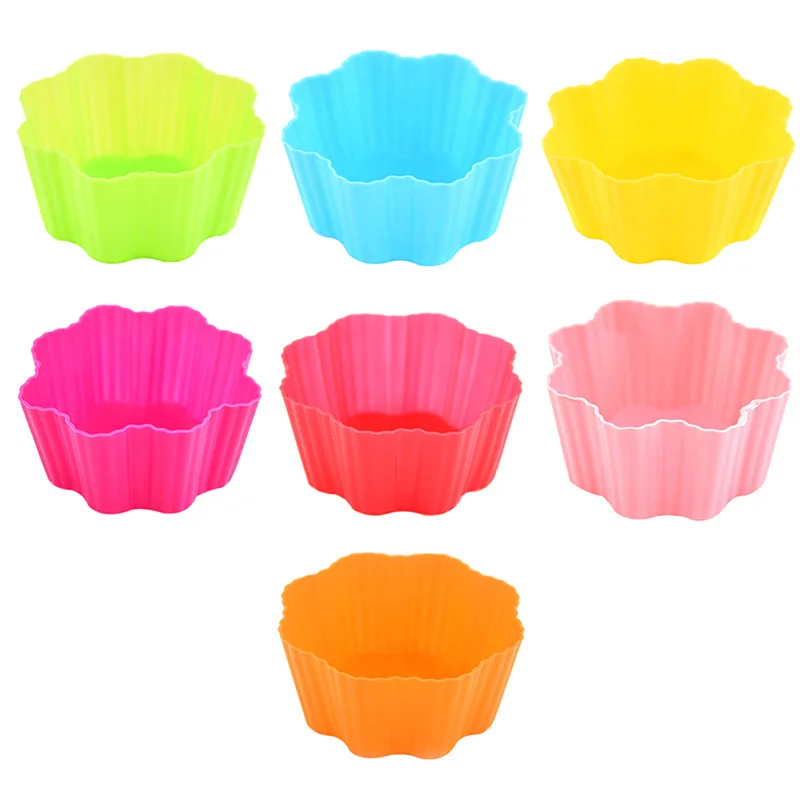 Flower Silicone Muffin Cake Cups Home Creative Baking Molds for Jelly Pudding Cake Cookie