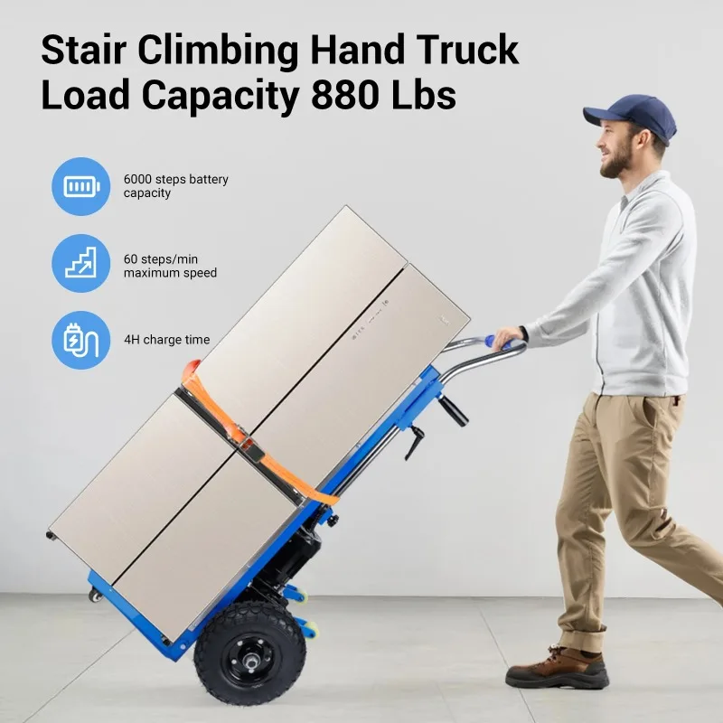 

Heavy Electric Stair Climbing Hand Truck Dolly Cart 880 Lb Capacity for Easy Transport of Heavy Objects up And down Stairs