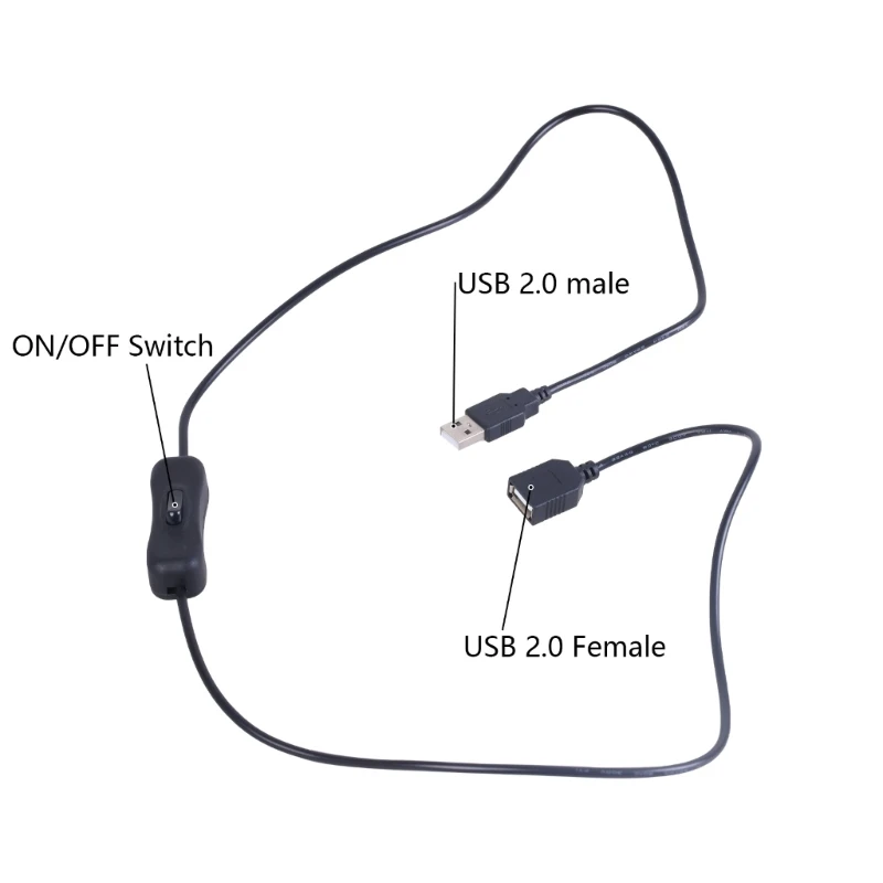 운전용 온오프 전원 스위치가 있는 USB 연장 코드, LED 책상 램프 코드
