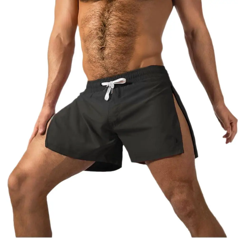 

Summer Men Elastic Waist Running Fitness Shorts Quick Dry Breathable Side Zipper Pocket Lightweight Gym Workout Jogging Sportswe