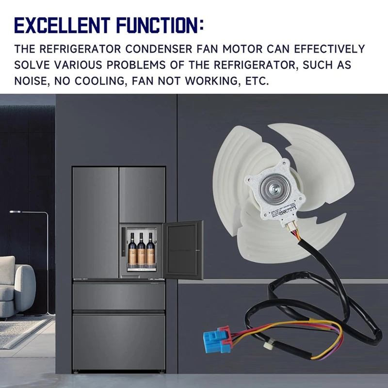 ABBN-EAU63103301 Refrigerator Condenser Fan For  Refrigerator Fan Motor Assembly Replaces AP6235485 4509126 DC 12V 1A 4-Pin