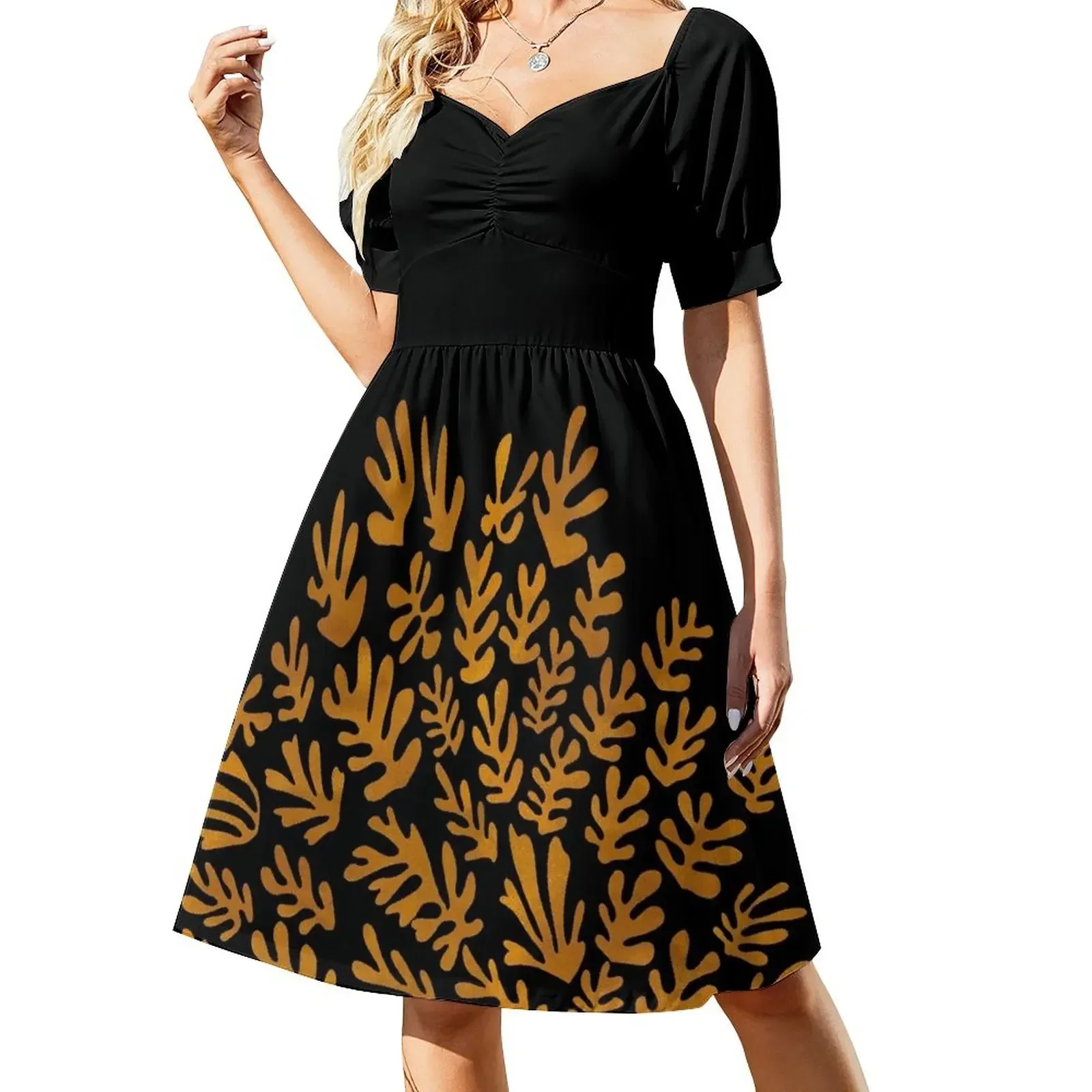 

Gold and Black Leaves Sleeveless Dress luxury dresses evening dress woman women's clothing summer 2025 novelties Dress