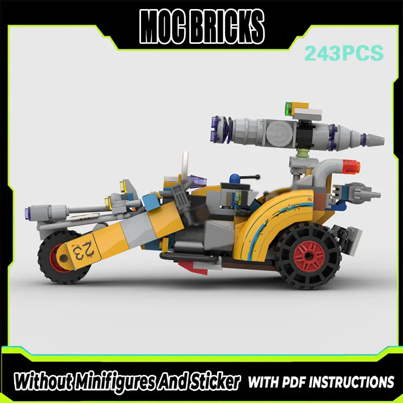 

City Car Model MOC Building Bricks Open-Air Three-Wheeled Tricycle Modular Technology Gifts Holiday Assemble Children Toys Suit