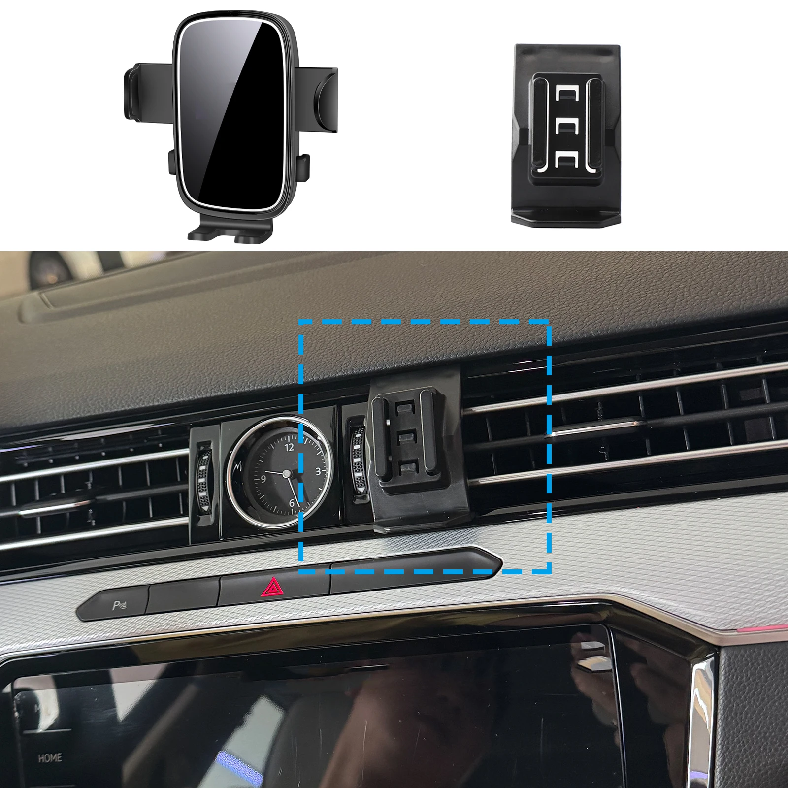 

Подходит для VW Passat B8 2017 2018 2019 2020-2023, индивидуальный держатель для телефона, крепление на приборную панель, основание экрана, без дрели, автомобиль ​ ​ аксессуары