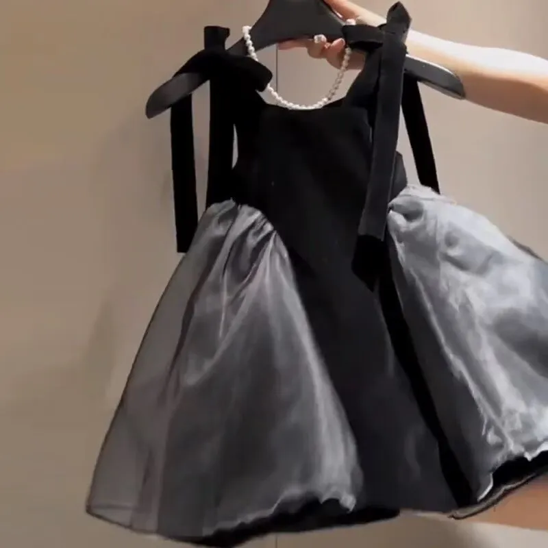 2026 New Summer Sleeveless Girls Solid Color Temperament Strap Dress Fashion Aline Skirt