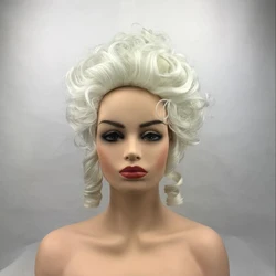 Hihg Quality Marie Antoinette Cosplay Wig Princess Medium Curly Heat Resistant Synthetic Hair Wigs + Wig Cap