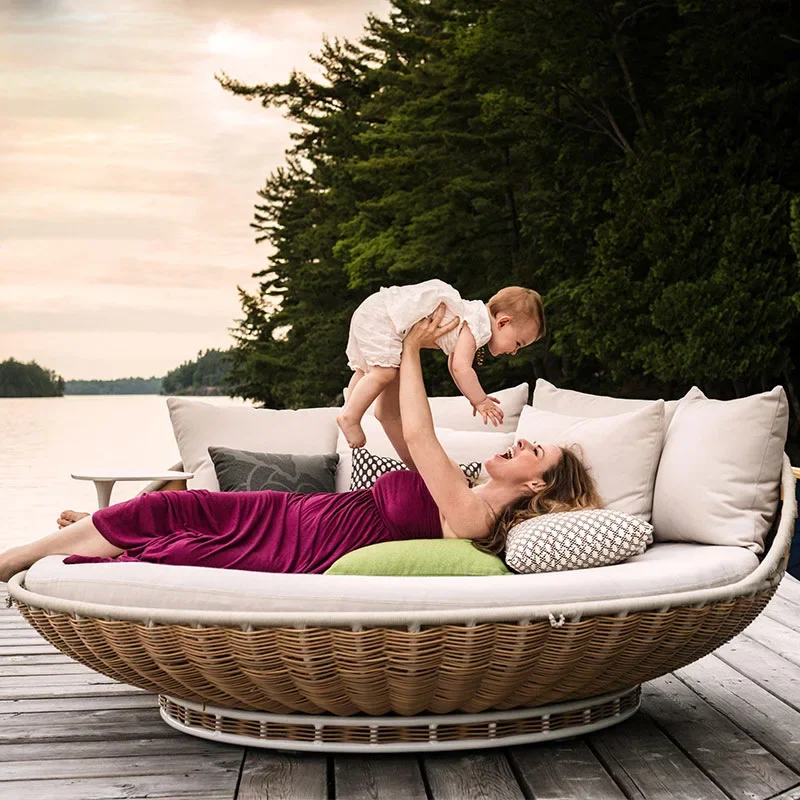 Outdoor homestay Swing Garden double suspended basket hammock sofa  round bed