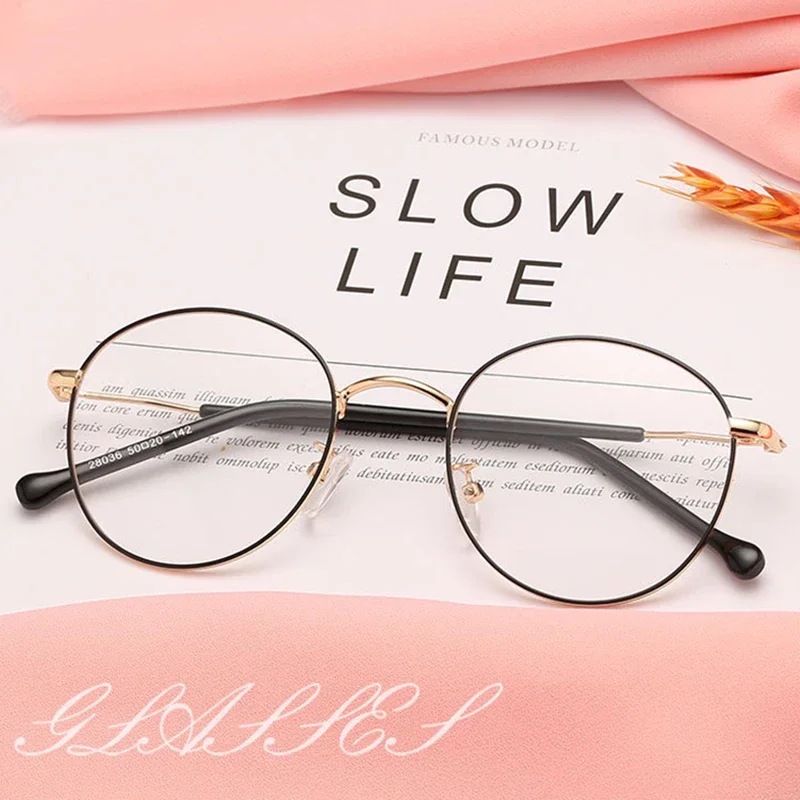 Prescription Eyeglasses Women Men Round Finished Myopia Glasses Unisex Short-sight Eyewear -1.0 -1.5 -2.0 -2.5 -3.0 -4.0 -5.0 -6