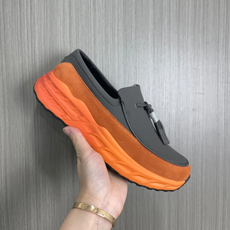 Men Tassel Fashion Casual Trend Versatile Height Increasing Anti Kick Splicing Color Matching High-end Sports Shoes