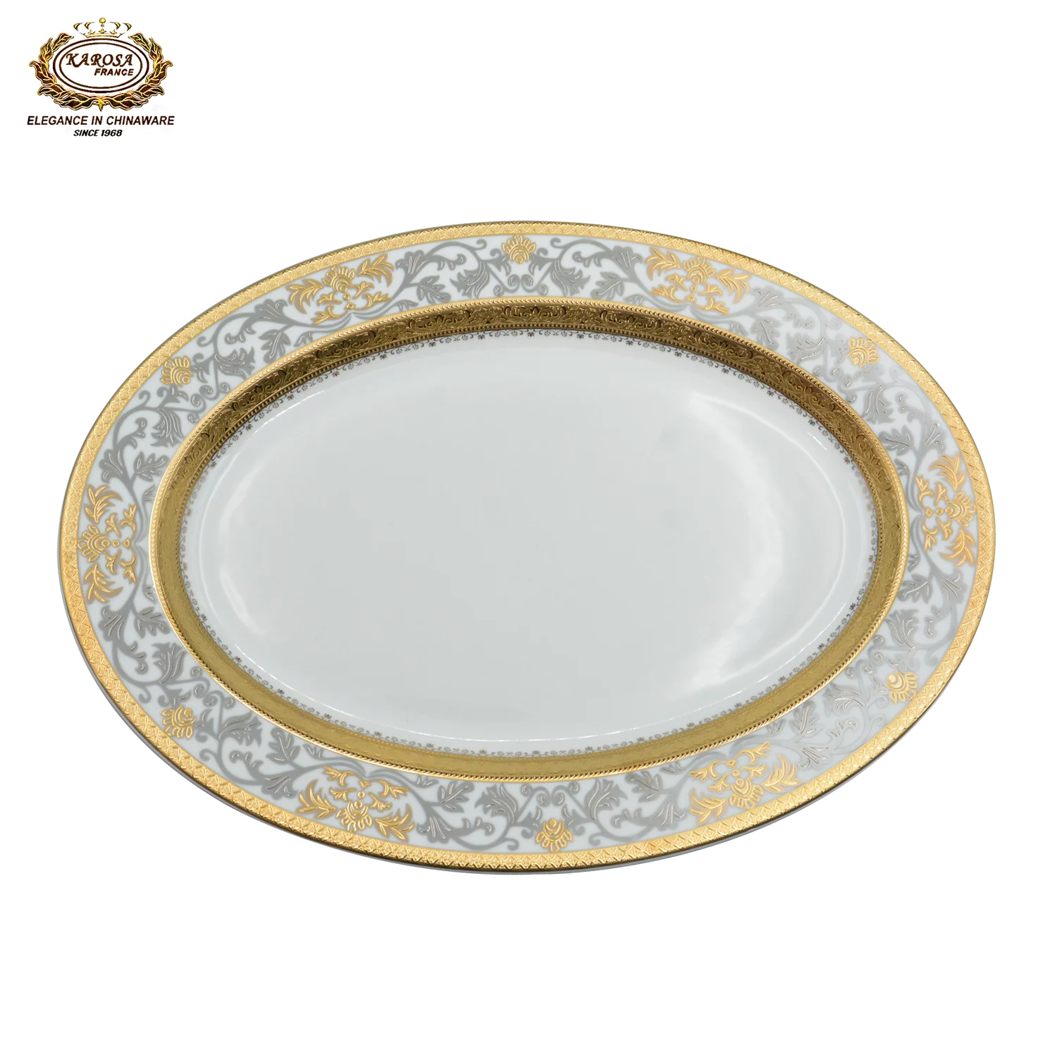 Gold Customized Oval Plate Set 3pcs Fish Plate Set Wedding Hotel Catering Service Plate