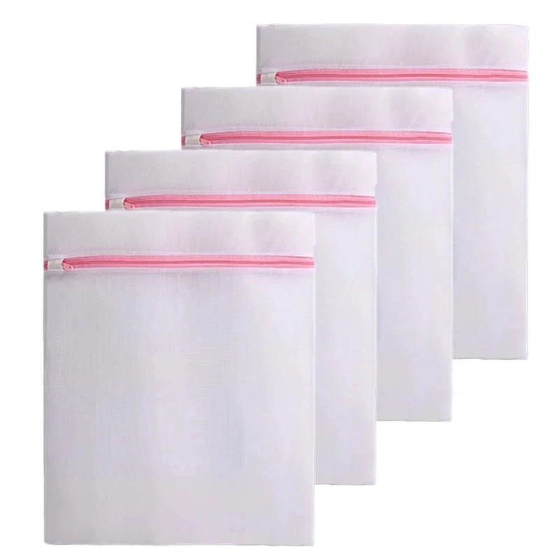 Fine Mesh Laundry Bags Pink Zipper Durable Large Capacity Delicate Lingerie Washing Bag Anti-deformation Clothes Storage Pouch