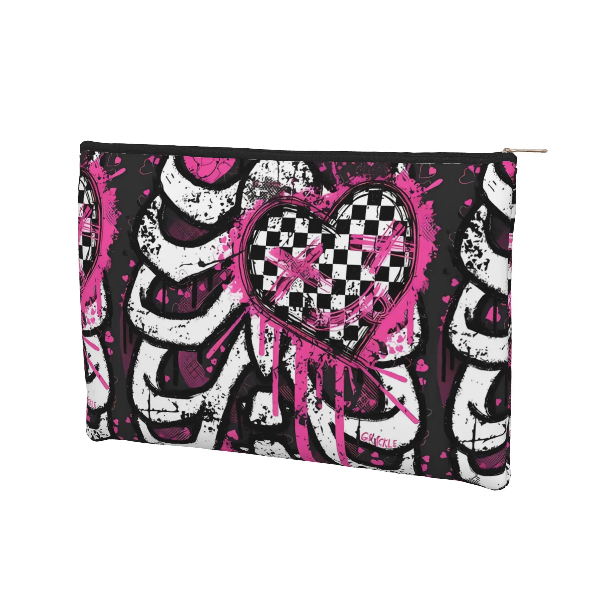 Y2K Lightweight Graffiti Edgy At Heart Pink Version Makeup Bag Toiletry Bag with Zipper Travel Cosmetic Pouch