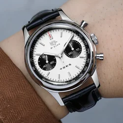 SEAKOSS 40mm Luminous Panda Men's 1963 Chronograph Seagull st1901 Movement Mechanical Wristwatch Sapphire Pilot Watch Waterproof