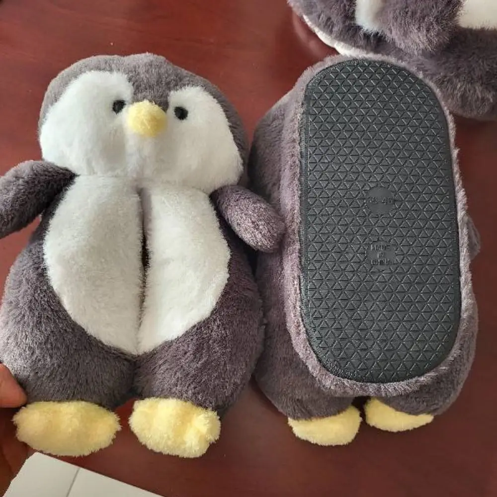캐주얼 판다 카피바라 플러시 슬리퍼 홈웨어 두꺼운 따뜻한 펭귄 털 슬리퍼 미끄럼 방지 만화 겨울 면화 신발 커플용