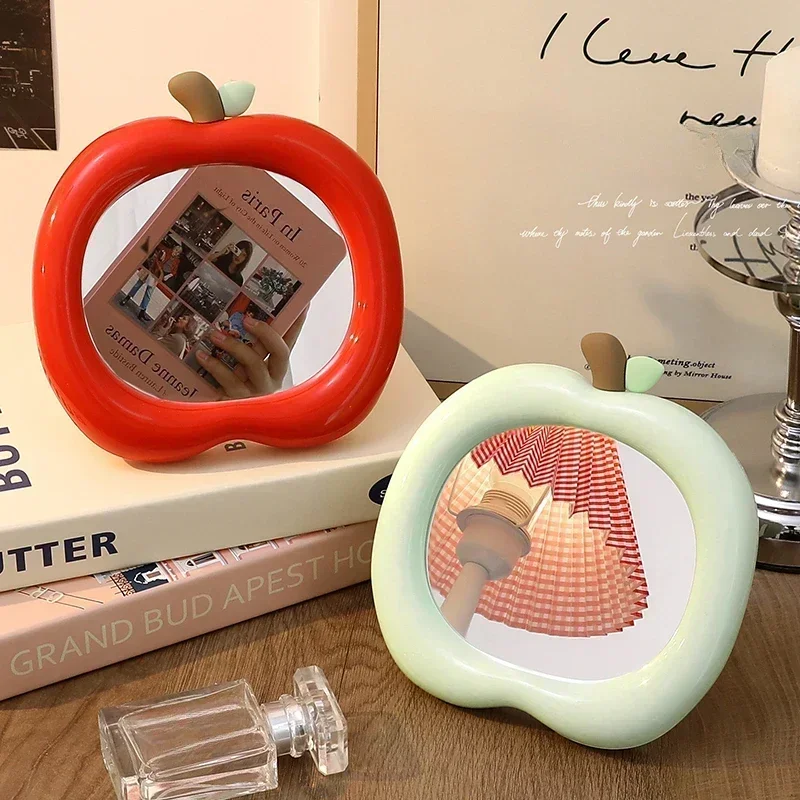 Kawaii Apple Makeup Mirror Cute Small Mirror  Student Dormitory Office Desktop Decor Portable Makeup Mirror for Women Wholesales