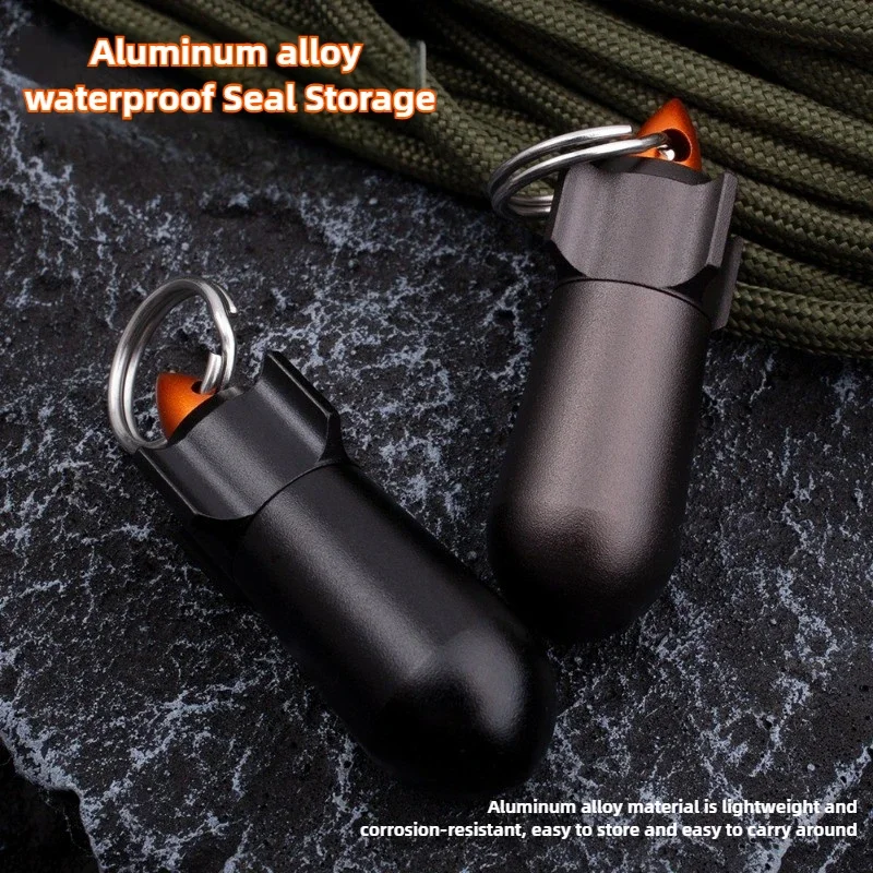 New Mini Waterproof Metal Bottle Storage Portable Pill Box Aluminum Alloy EDC Seal Storage Capsule Box Outdoor Camping Tool