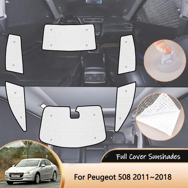 For Peugeot 508 MK1 W23 Sedan 2011~2018 2012 Full Cover Sunshades Car Sun Protection Windshields Side Window Visor Accessories