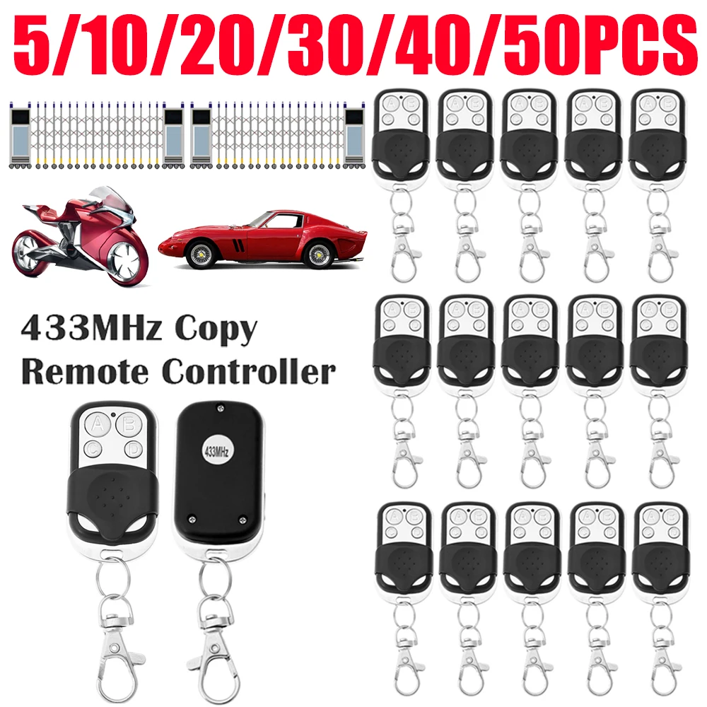 5/10/20/30/40/50 PCS 433MHz Remote Control 4Buttons Electronic Gate Garage Door Opener Duplicator Copy Remote Controller Cloning